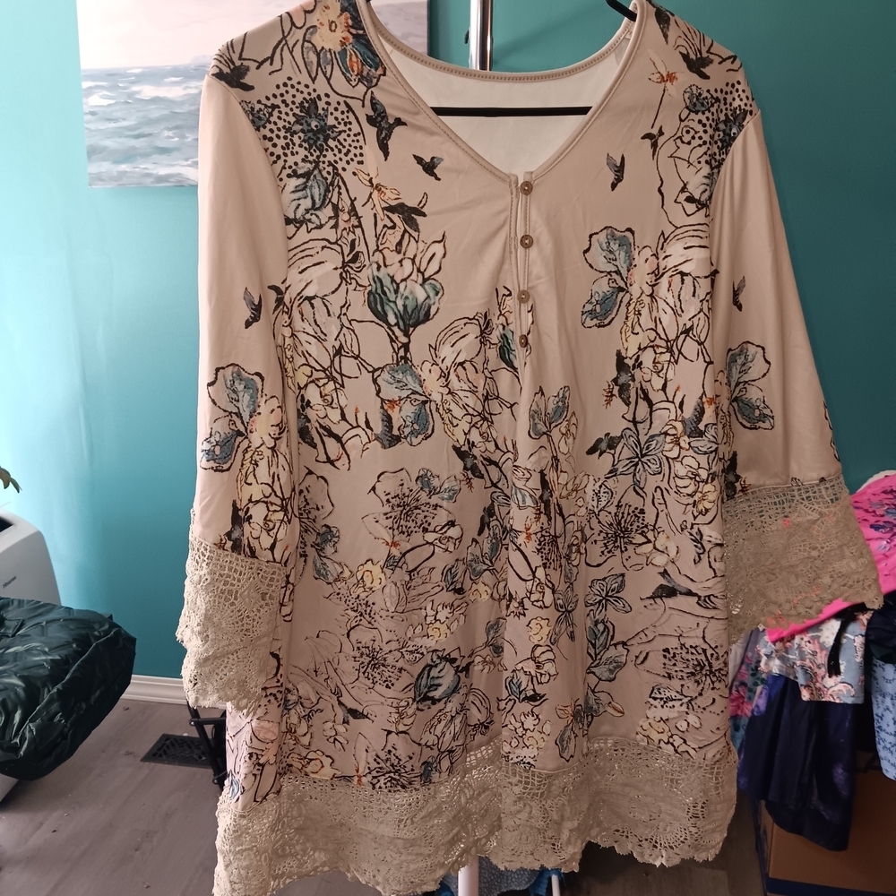 Floral Beige Women's Top